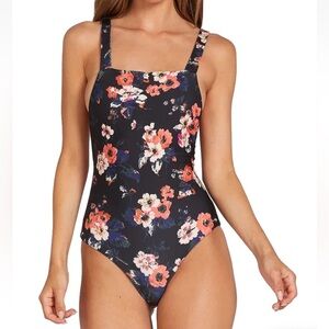 Volcom Women Leaf It Be Reversible Floral‎ & Snakeskin Print Swimsuit Large NWT